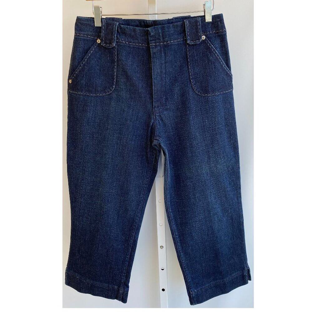 St. John Sport Crop Jeans Cute Stitch Pockets Stretch sz 10